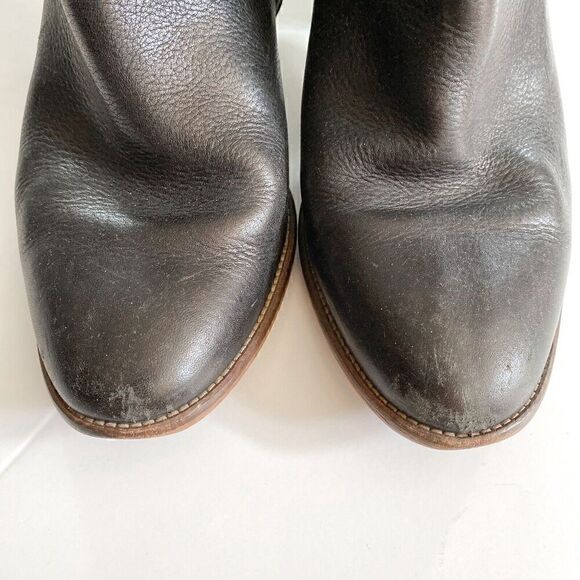 Madewell The Billie Ankle Boots Women 10 Zip Black Leather Stacked Block Heel - Picture 2 of 12